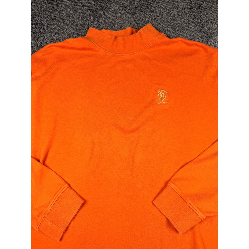 Jack Nicklaus Mens XL Orange Mock Neck Long Sleeve Scioto Country Club Cotton Te - Picture 5 of 8